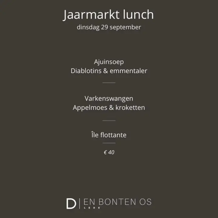 Jaarmarkt lunchmenu bij Den Bonten Os