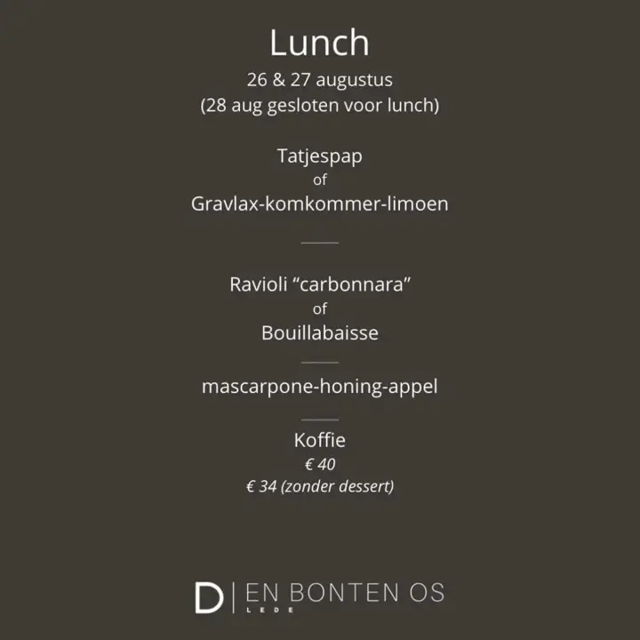 Lunchmenu van Den Bonten Os